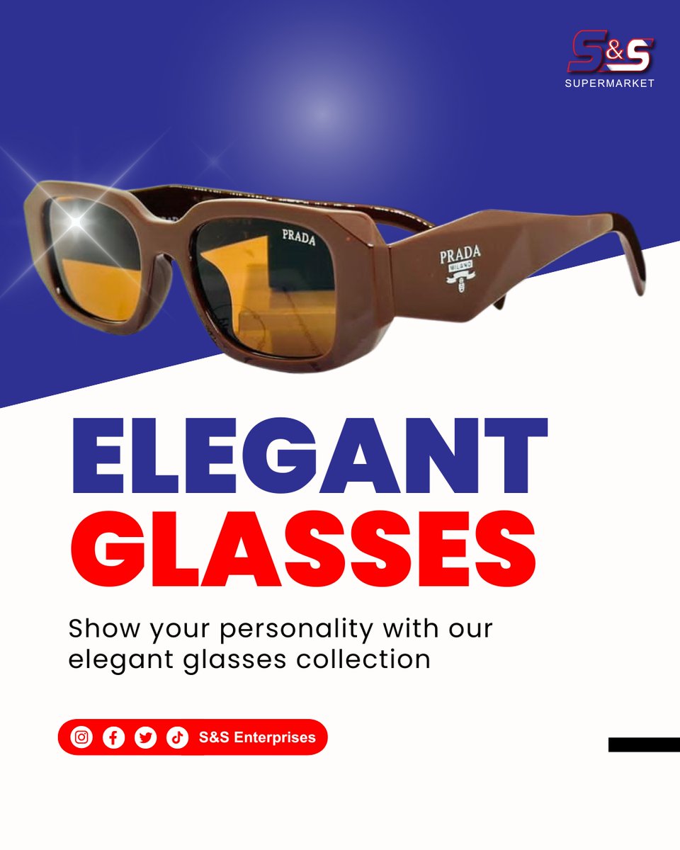 Show your personality with our elegant  Glasses collection.
 Available at S&S in different Label Brands including Prada.  

 Get yourself One at any of our S&S Supermarket Branch

 #SandS #SandSSupermarket #SandSRestaurant #SandSKampala #SandSEntebbe #LabourDay #LabourDay2024