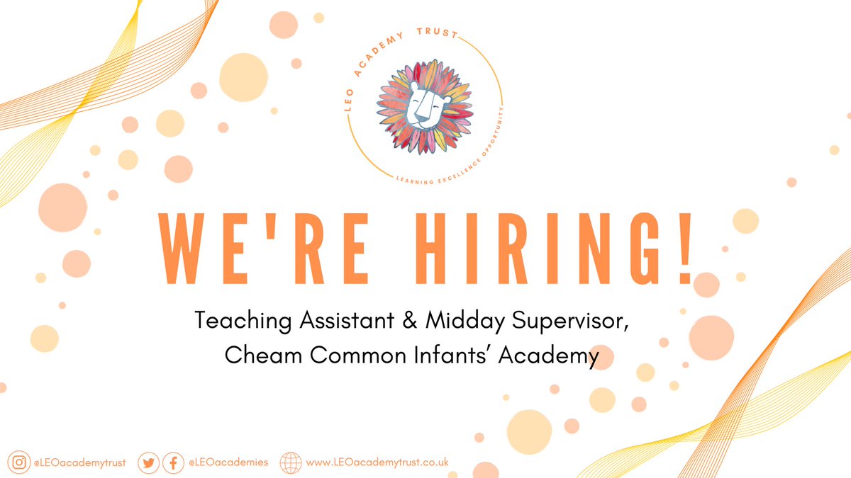 We have an opportunity for a Teaching Assistant to join our school. We’re proud to be part of @LEOacademies. 📝 Teaching Assistant 📆 Start Date: July 2024 ⏰ Part Time (15 hours, term time only) Apply online. 👉 leoacademytrust.co.uk/3163/teaching-… #Learning #Excellence #Opportunity 🦁