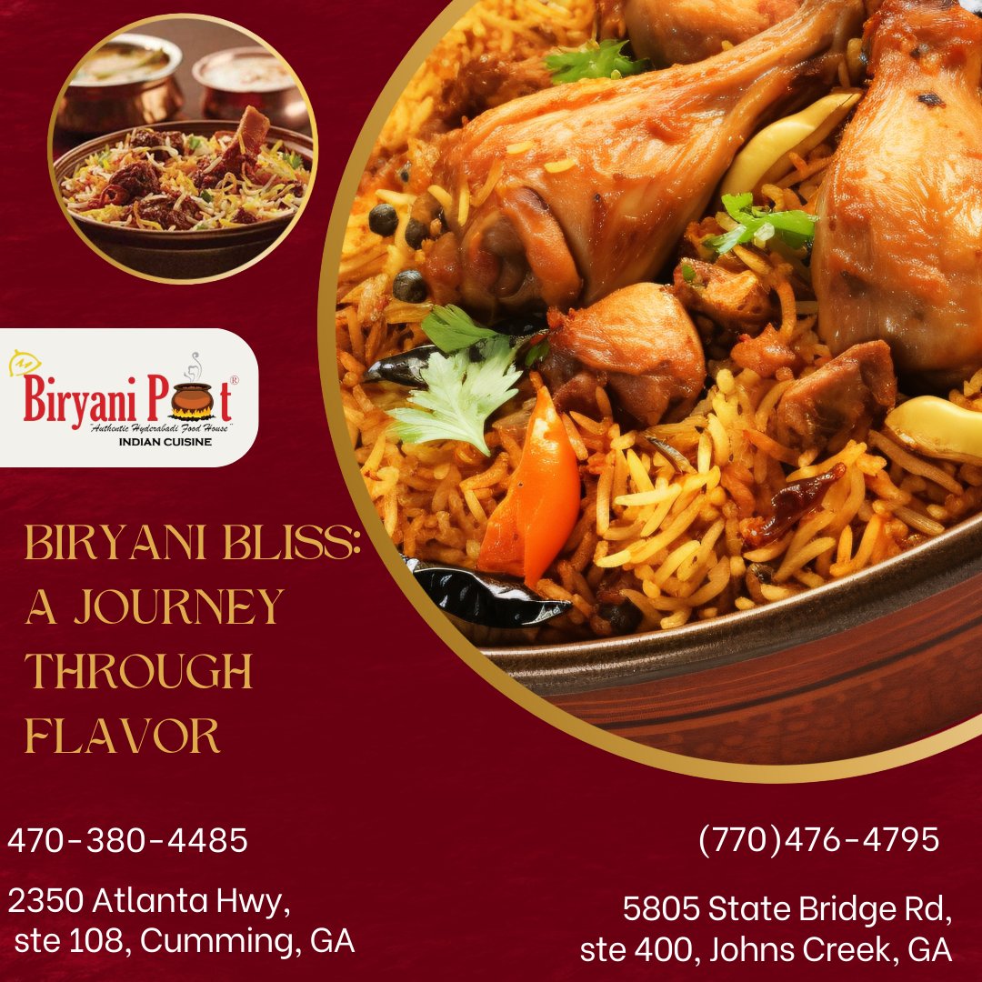 Indulge in our exquisite biryani varieties this weekend and experience a burst of flavors that will tantalize your taste buds. Treat yourself to the ultimate culinary delight at Biryani Pot! 🍲✨ #biryanipot #johnscreek #JohnsCreekGA #BiryaniBonanza #WeekendDelights