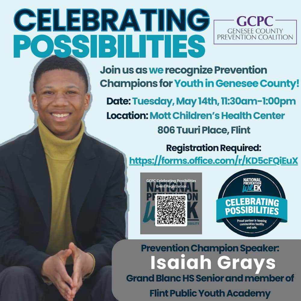 Congratulations to our 2023 #Flint #EnvironmentalJustice Council Alum @IsaiahGrays for his selection as the Prevention Champion Keynote Speaker by the Genesee County Prevention Coalition 🎉 #YoungGiftedGreen #LeadFreeUSA #GetTheLeadOut