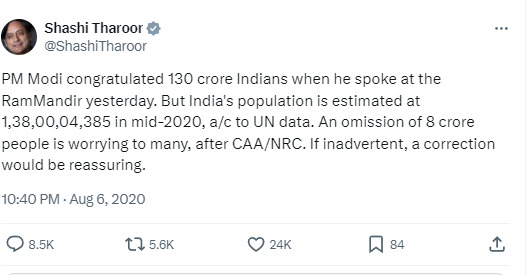 Anytime PM mentions Indian population in his posts, remember Shashi Tharoor, who desperately tried to conjure up a point where none existed. Can empathise with him; Haven't we all done similar gassing during Group Discussions when we had no points but HAD to speak something?