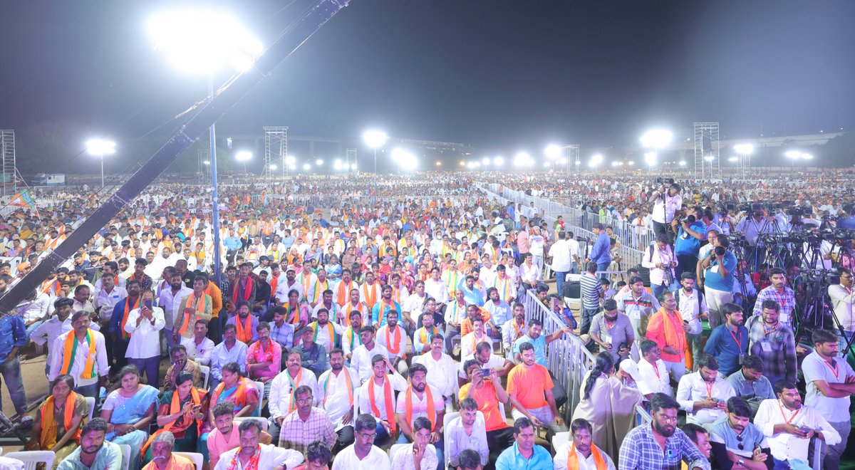 Telangana people are ready to vote against the Congress party's politics of appeasement and elect Modi Ji for the third term to ensure equal opportunities for development Addressed a gigantic rally in Malkajgiri, Telangana.