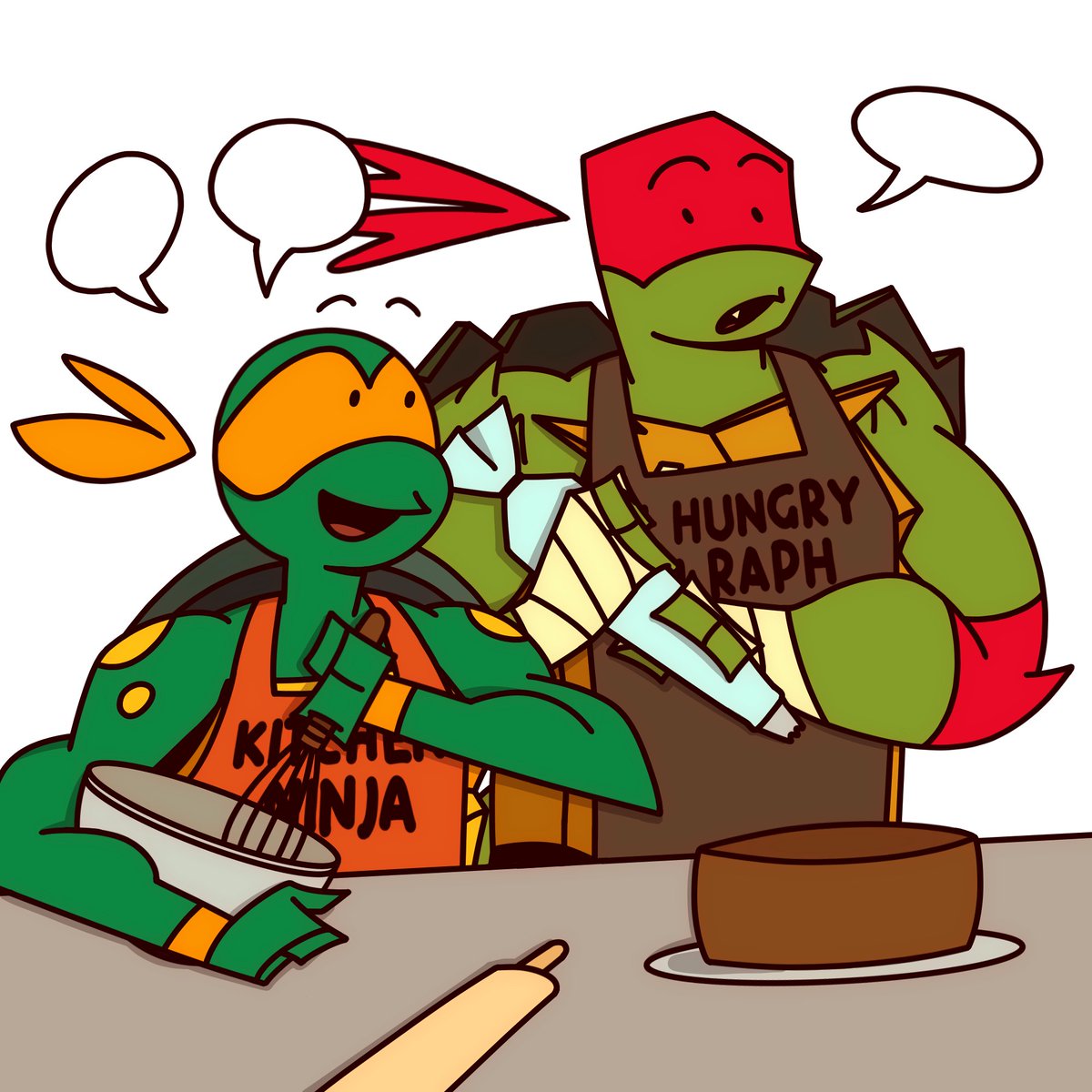 raph's apron says hi hungry im raph btw. not hungry raph 😭

#tmnt #rottmnt #tmntmikey #tmntraph