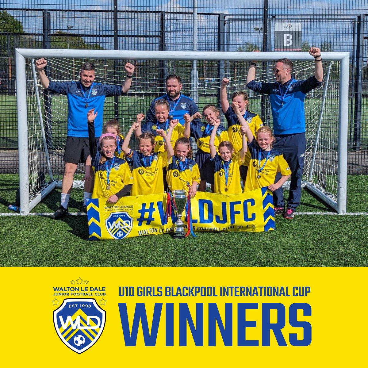 Huge congratulations to our U10 girls, who today were crowned WINNERS of the @BlackpoolCup - an unbelievable effort from the team after only a short time together. We're proud of you, girls - and it's only the start of your journey! 💛🏆