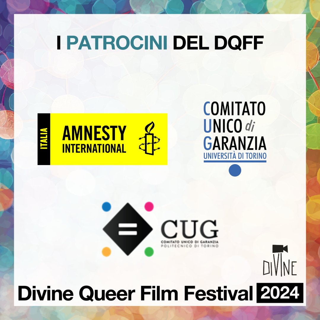 📷 Quest’anno il Divine Queer Festival è patrocinato da:

Amnesty International - Italia
Comitato Unico di Garanzia dell'Università degli Studi di Torino
Comitato Unico di Garanzia del Politecnico di Torino

#DQFF2024