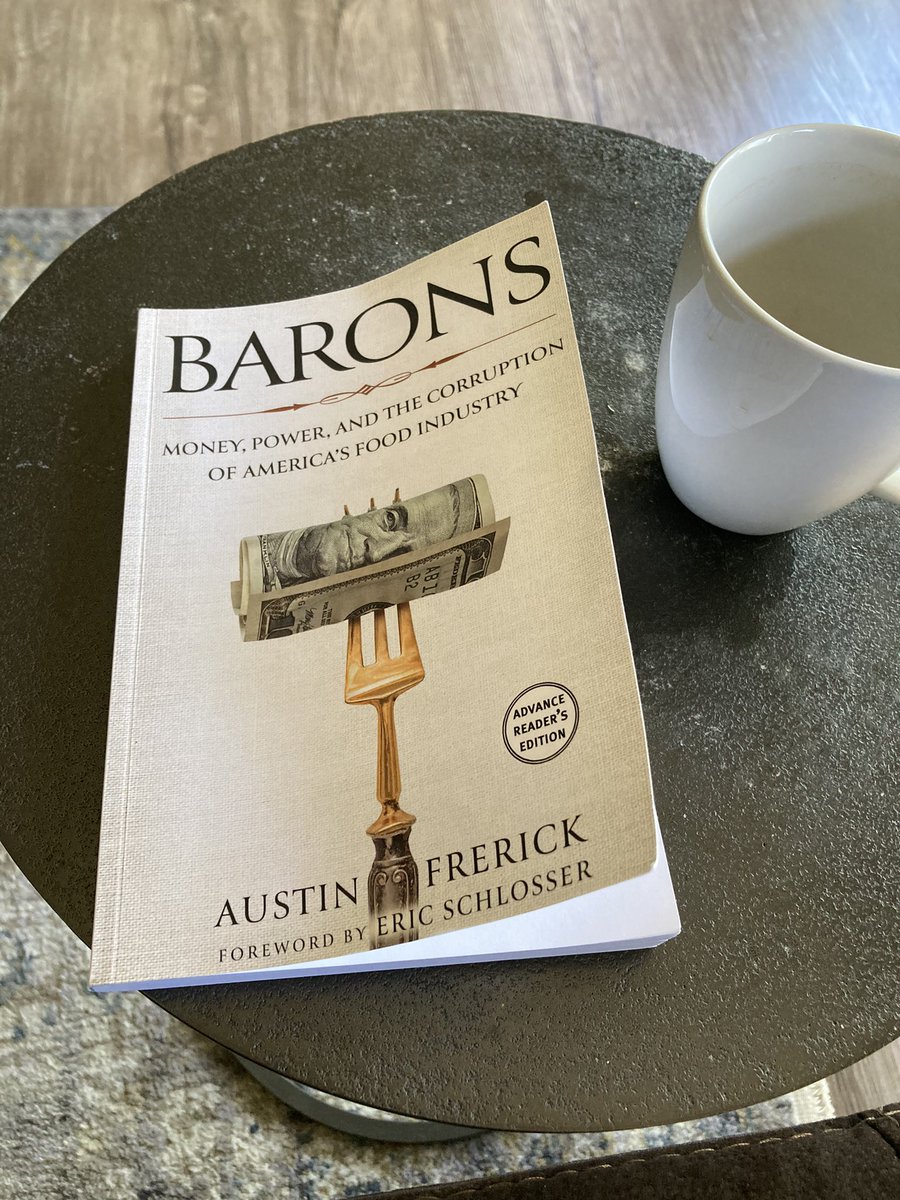 Just finished this profound book by @AustinFrerick about the “Barons” who control much of our food system. Wondering how workers, the environment, animals, and family farmers have been exploited by big food corporations? It’s in here, with a hopeful clarion call for change.