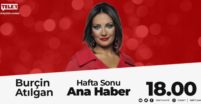 ➤Gündemin sıcak başlıkları, sansürsüz ve güvenilir haber @BurcinAtilgan Burçin Atılgan ile Hafta Sonu Ana Haber, saat 18:00'de TELE1'de!