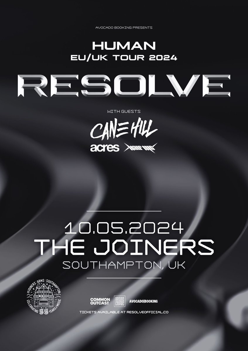 Last 30 Tix for this OUTRAGEOUS lineup Friday night! French melodic metalcore at the helm @resolveoff + @Cane_Hill + @acresuk + Half Me 🎟️ Joinerslive.co.uk 🎟️