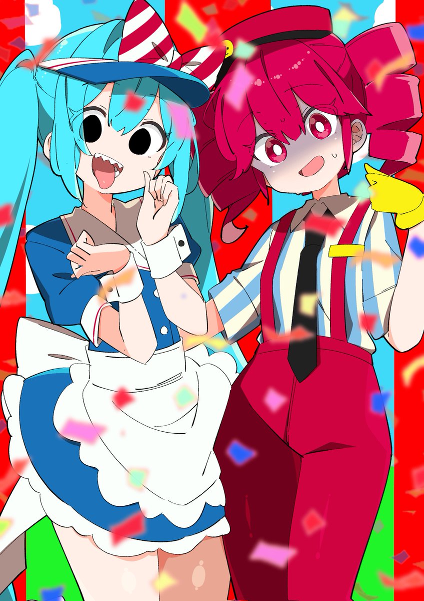 hatsune miku ,kasane teto long hair looking at viewer smile open mouth shirt multiple girls gloves  illustration images