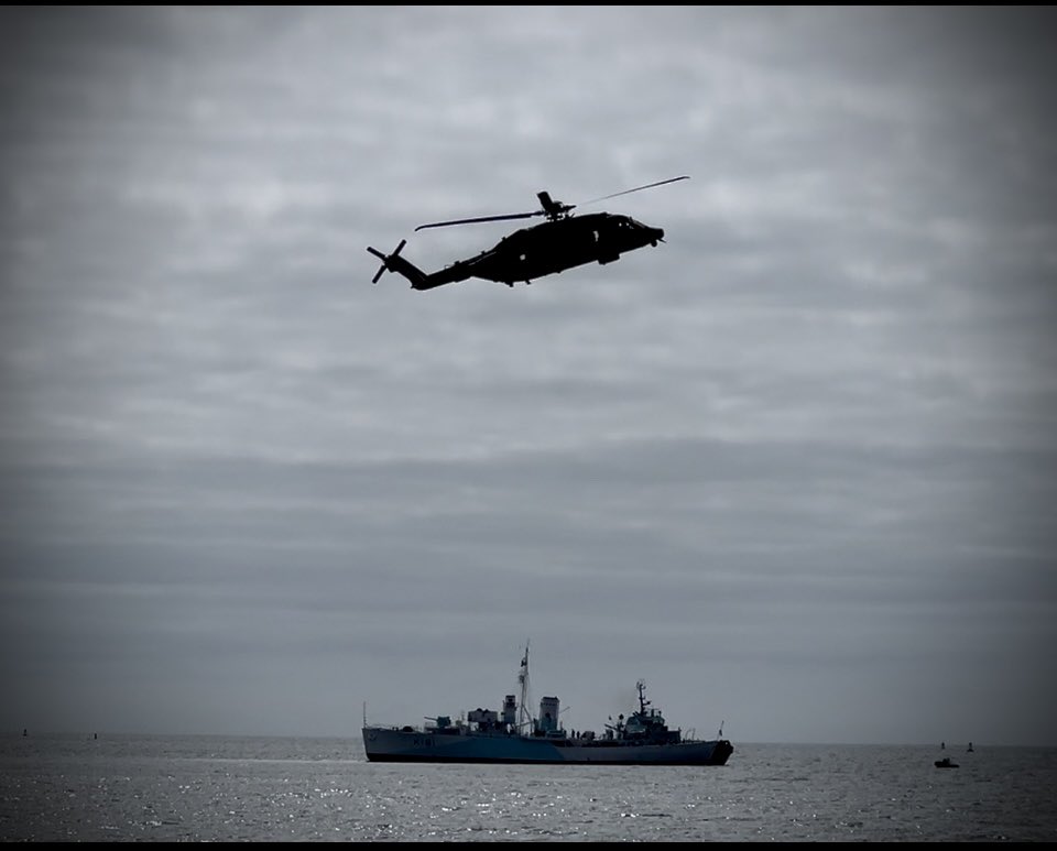 RCAF Cyclone and <a href="/HMCSSACKVILLE1/">Canadian Naval Memorial Trust</a> at this morning's Battle of the Atlantic ceremony.