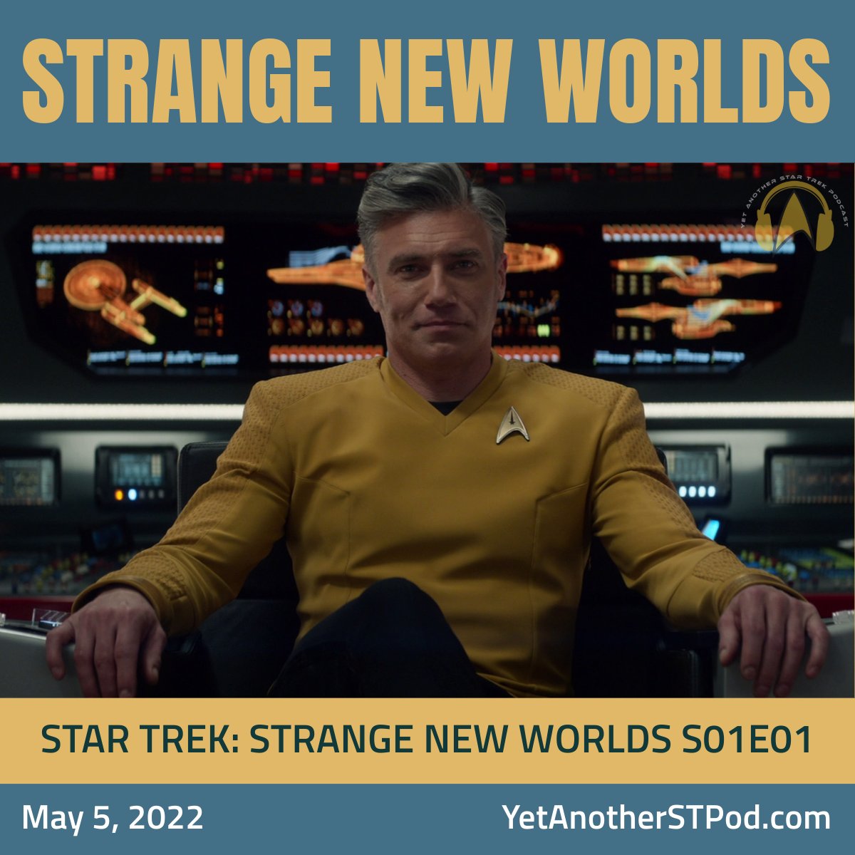 YetAnotherSTPod's tweet image. #OnThisDay, May 5th, 2022...

Anson Mount takes command of the USS Enterprise as Captain Christopher Pike in the debut of #StarTrek #StrangeNewWorlds.

Spoiler Alert: We loved it. You can listen to our excitement here: bit.ly/yastp-snw-s01e…