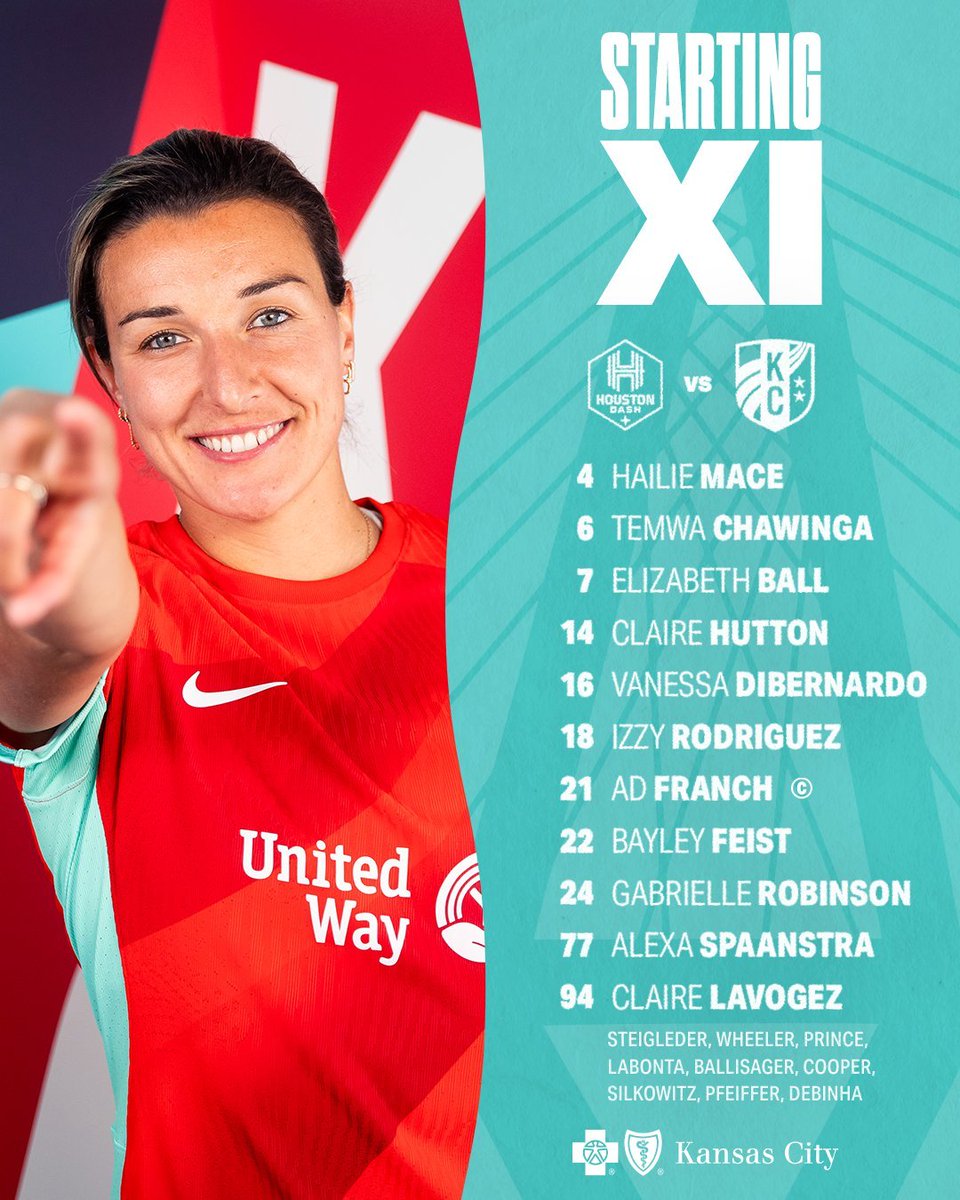 🇺🇸 NWSL Amanda West has the start for the #HoustonDash this afternoon with Nichelle Prince back on the bench for #KCBABY against her former side 👀 Chapman and Schmidt both out for Houston, no Scott for KC either. #CanWNT/#CanXNT | #CanucksAbroad