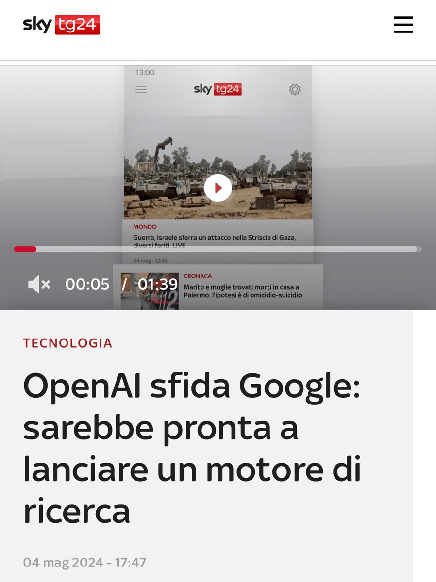 Mancano pochi giorni (sembra) al lancio di search.chatgpt.com: - potrebbe essere la prima grande vera minaccia a #Google. La domanda è: sarebbe la solita gara a chi ce l’ha più lungo oppure portiamo vera innovazione al genere umano? tg24.sky.it/tecnologia/202…