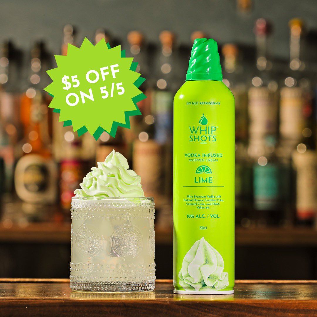 CELEBRATE YOUR CINCO DE MAYO WITH WHIPSHOTS! 🙌 Ready to bring some bougie to your bash? We’ve got your fiesta covered, Fam... Take $5 OFF on 5/5 on lime and summer packs, on us! 🍹💚
