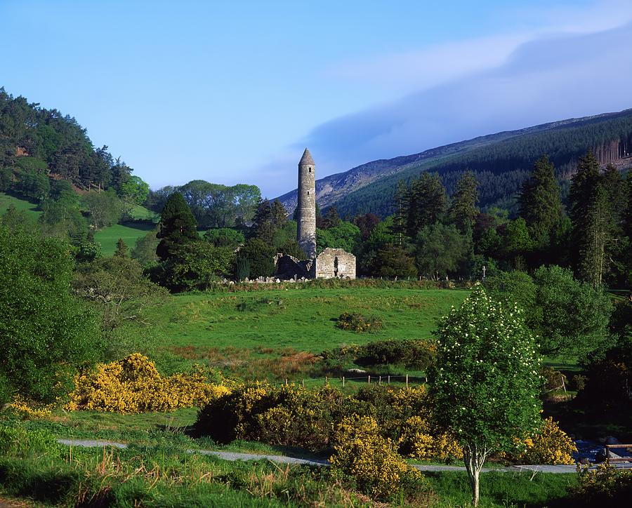 The lush green landscape of Glendalough. County Wicklow, Ireland. NMP.