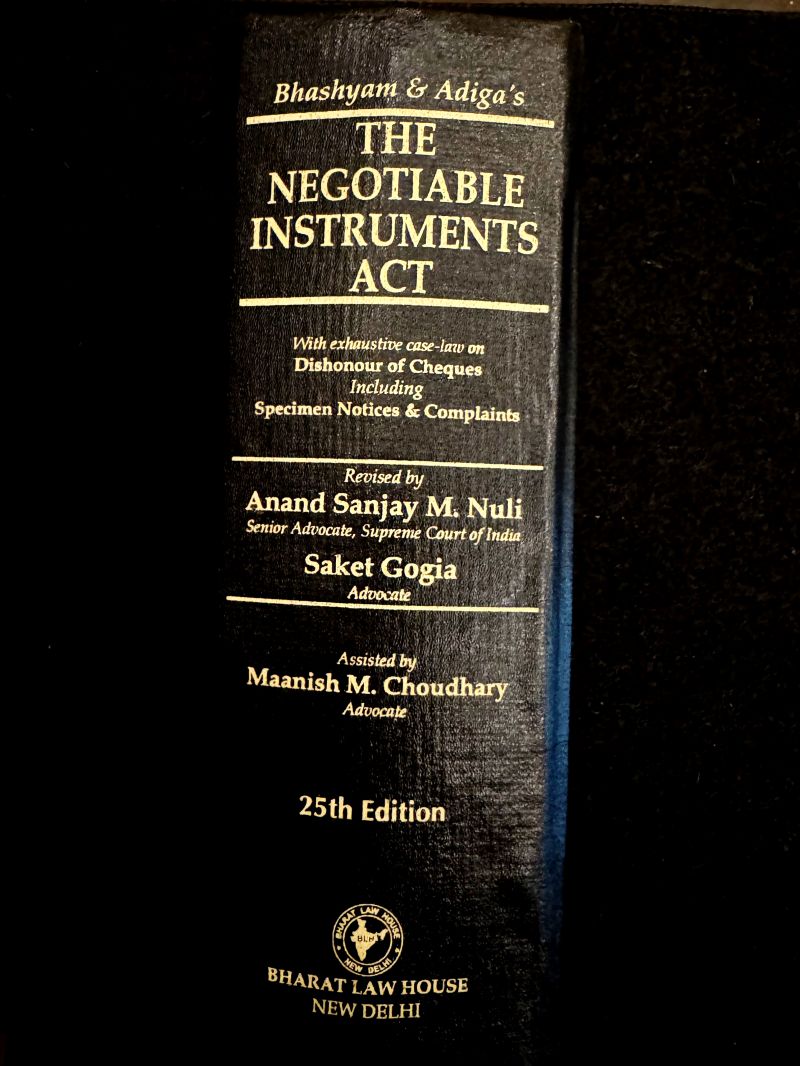 Thrilled to share that I've recently revised the 25th (Silver Jubilee) edition of Bhashyam & Adiga's commentary on the Negotiable Instruments Act, published by the Bharat Law House!

#negotiableinstrumentsact #chequedishonour #commentary #lawbooks #lawyer