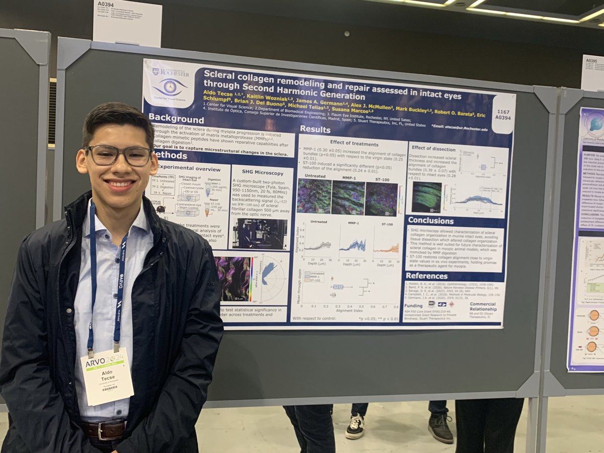MarcoslabUr's tweet photo. @AldoTecse presents #collagen mimetic peptide repair of digested #scleral collagen assessed by #SHG microscopy #myopia @MarcoslabUr @CvsUor @UofRBME @TeliasLab @FlaumEye #StuartTherapeutics #CVSPilotFunds @ARVOinfo #ARVO2024 #URochesterResearch @NatEyeInstitute https://t.co/4vNyDri4xX