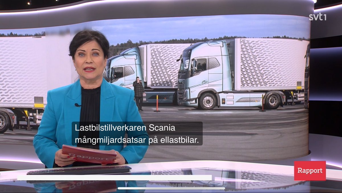 Inslag om Scanias el-lastbilar och SVT Rapport har en bild på Volvo lastbilar….