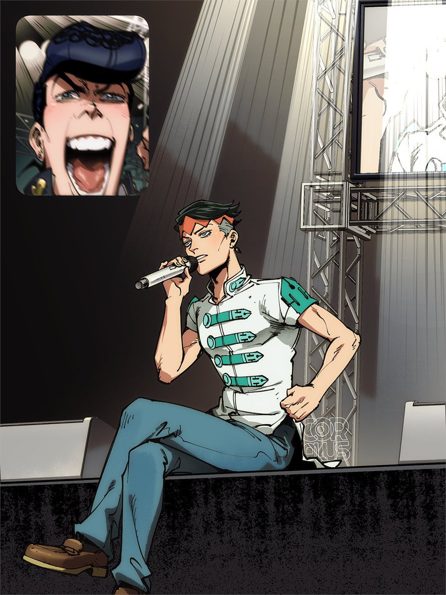 Josuke after he gave that whole official bouquet for Rohan's event.
