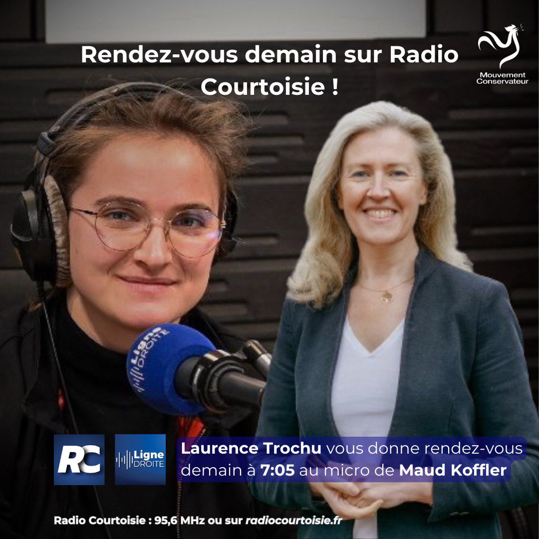 Je vous donne rendez-vous demain au micro de @MaudPK sur @radiocourtoisie 🔵 à partir de 7h05 ! #lignedroite