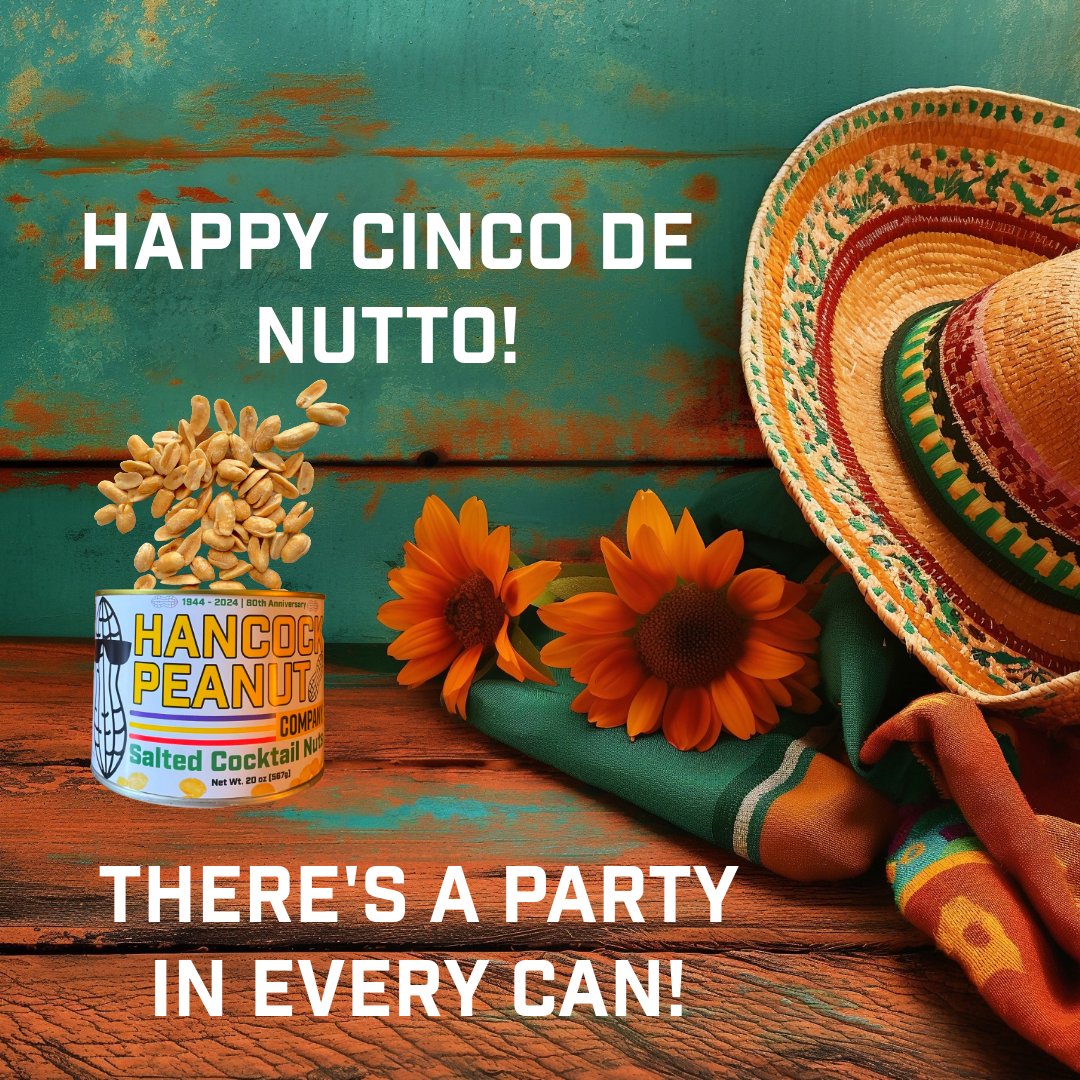 Wishing you a Happy Cinco de Mayo!  🥜😎 

FYI: This widely known date celebrates the Mexican army's victory over France at the Battle of Puebla during the Franco-Mexican War on May 5, 1862. 

hancockpeanuts.com

#hancockpeanuts #cincodemayo2024 #cincodemayo #pueblamexico