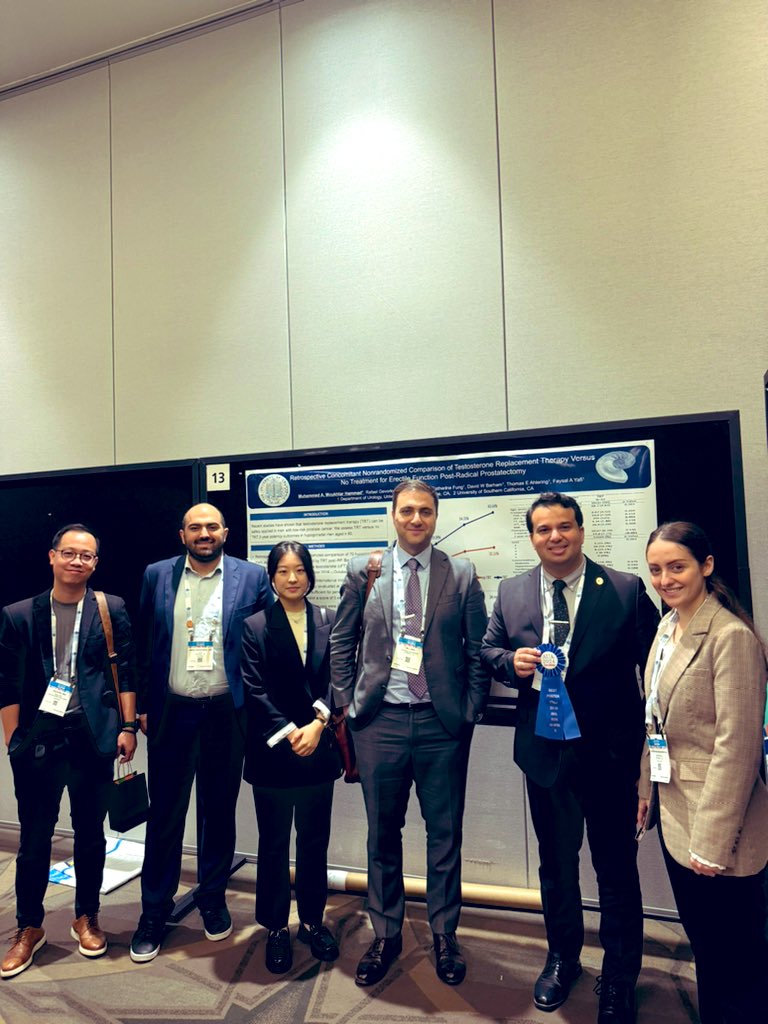 3 posters for the prostate cancer session is a big testament to @UCI_Urology dedication! All deserving best poster! Honor to be mentored by Dr Ahlering, @davidleegumd, @faysal_a_yafi @dbarhammd @sohrabnaushad It takes a village @Raf_Gev @nkhanmam Ruth/Josh! #AUA2024