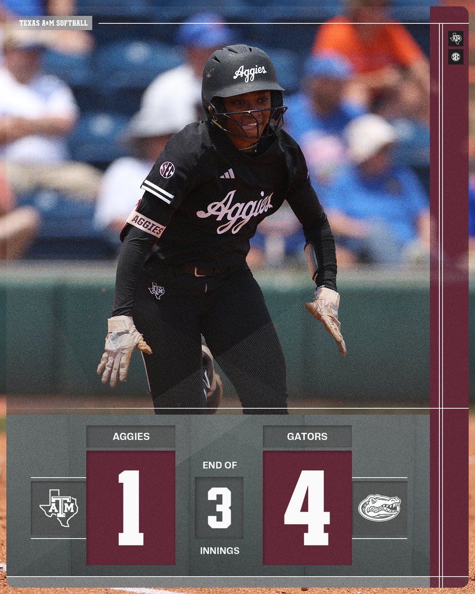 Gators add a pair in the third. Bottom of the lineup due for the Aggies. #GigEm