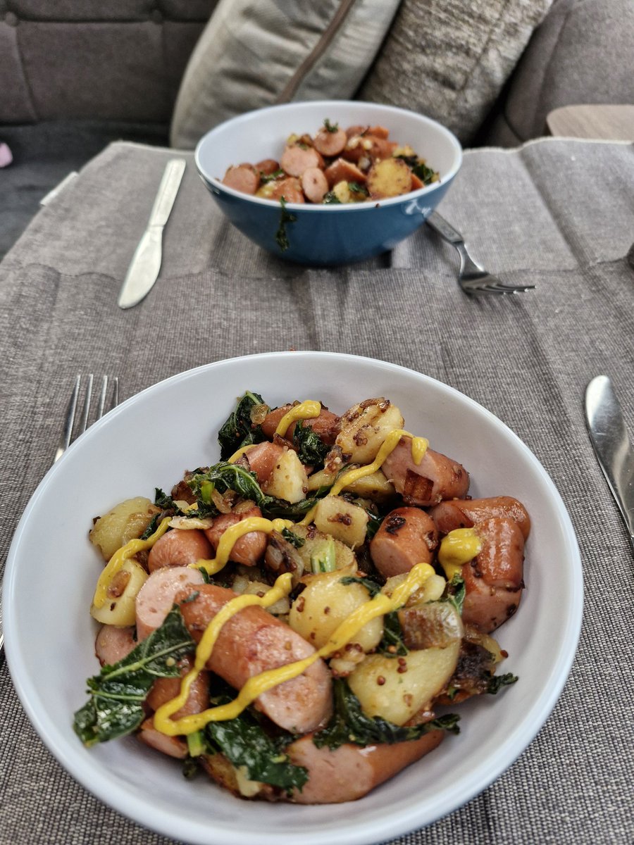 Delicious Hot- Dog Choucroute Hash from the book Meals on the Move by <a href="/karenwrightbake/">Karen Wright</a> with <a href="/GaryBainbridge8/">Gary Bainbridge</a>