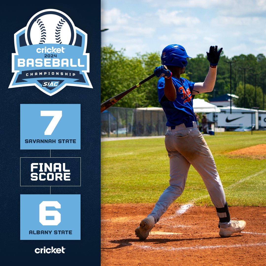 Savannah State advances to the CHAMPIONSHIP ROUND of the 2024 Cricket SIAC Baseball Championship Tournament! The Tigers will face No. 3 Edward Waters at 3 p.m. ET! ⚾️ 🏆 #SIAC #SIACBSB #LeadersRiseHere