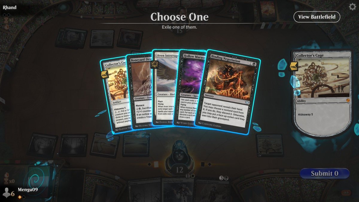 Went 2-0 playing outside with sun glare and surrounded by friends, came home to play alone and lost. 😅 My deck was a huge pile of fillers + 2 Collector's Cage. Please enjoy this screenshot of a Cage finding another Cage! 😅 Good luck to everyone playing! #MTGOTJ