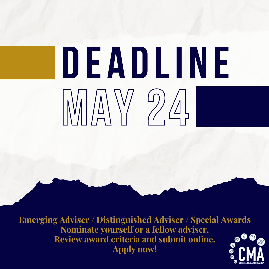 Hey. If you believe your adviser has done a boffo job, let 'em know it by nominating him or her for a @collegemedia Adviser Award for 2024. Here's how: collegemedia.org/honors/adviser…