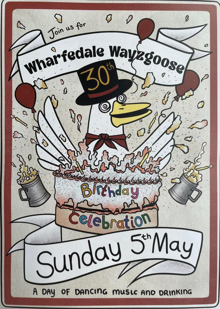 Congratulations to the wonderful @WayzgooseMorris on their 3️⃣0️⃣th anniversary! 🍾🥂👏 Great to see the dancing around #Otley & it’s famous #pubs today! 👏🍻 #famouspubtown #morrisdancing
