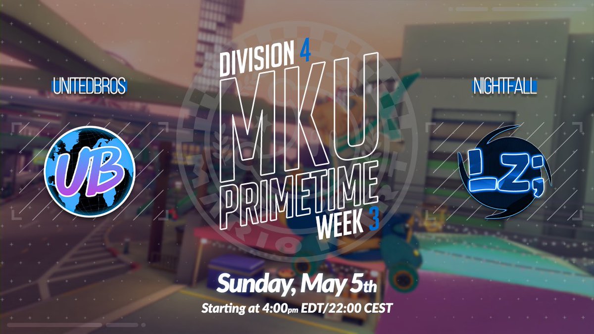 Mario Kart Central (@mk_central) on Twitter photo Join us later today at 4:00pm EDT / 22:00 CEST for some more MKU Primetime! This time, we head to Division 4 for the match between <a href="/UnitedBrosMK/">UnitedBros</a> and Nightfall! Tune in here and watch it unfold: twitch.tv/MarioKartCentr… Join us later today at 4:00pm EDT / 22:00 CEST for some more MKU Primetime! This time, we head to Division 4 for the match between <a href="/UnitedBrosMK/">UnitedBros</a> and Nightfall! Tune in here and watch it unfold: twitch.tv/MarioKartCentr…