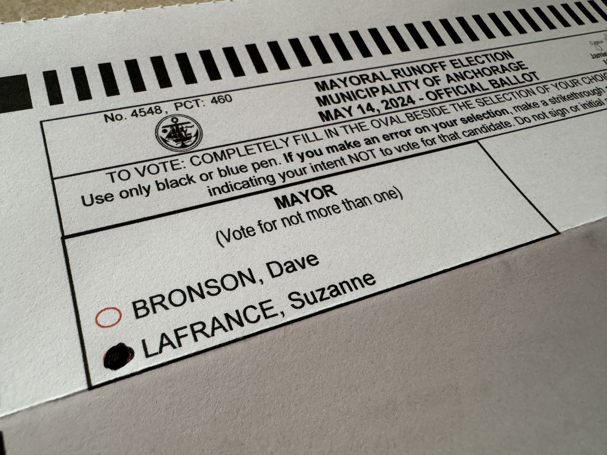 Well, that was easy 🗳️ 

Anchorage needs new leadership in the Mayor’s Office. Make sure you return your ballot by May 14! #ancgov