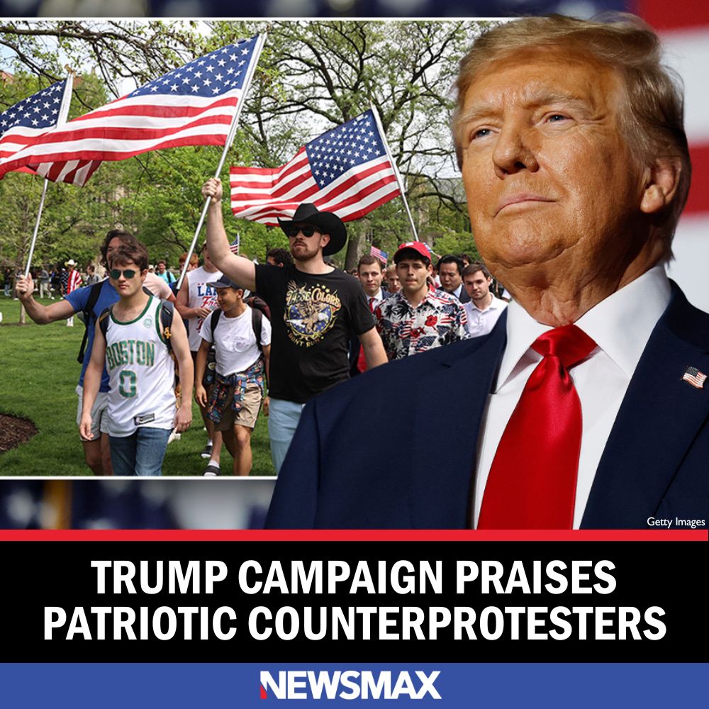 Amid antisemitic and pro-Hamas protests on college campuses around the U.S., the Trump campaign has issued a video showing the peaceful counterprotesters sharing the message of patriotism. MORE: bit.ly/3y2Siim