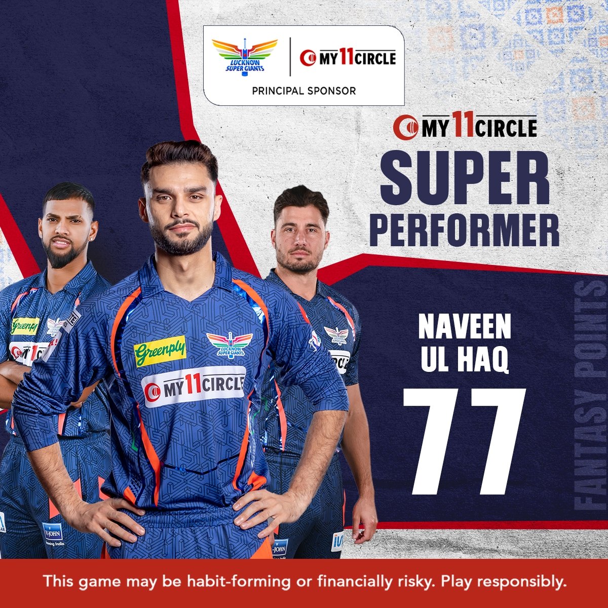 SUPER GIANT MODE 🔛 Bravo Naveen Ul Haq, for putting up a splendid performance. ✨ #My11CirclexLSG #TATAIPL2024 #FantasyCricket #FantasySports #Cricket