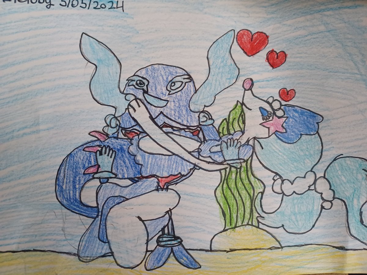 My new artwork of pokemon a hero rescuing Primarina It's also a love story ❤️ ♥️ 💕 💗 💖 😍