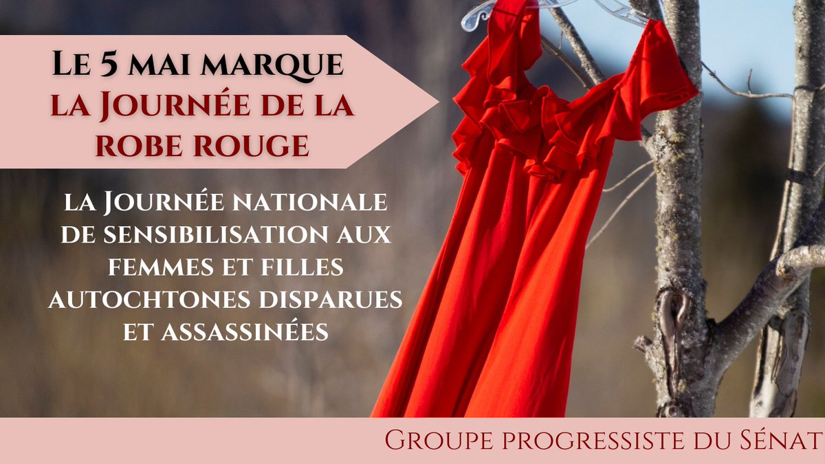 Comme la sén. @michele_audette l'a dit, cette #JournéeDeLaRobeRouge « est l’occasion de rendre hommage aux milliers de femmes, de filles et de personnes bispirituelles autochtones victimes d’une violence disproportionnée au Canada et de sensibiliser la population à cet enjeu. »