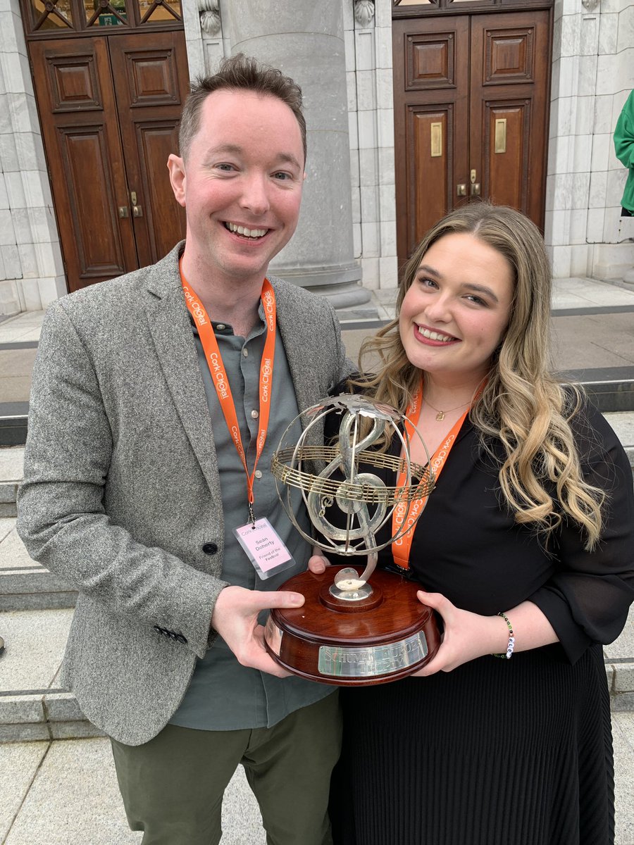 Huge congrats to @mtu_csm Glór on winning the Schuman/Europe Trophy (for performance of a piece by a living European composer in the international competition) for their amazing performance of my piece ‘The Destroyer’! 👏👏👏 @corkchoralfest