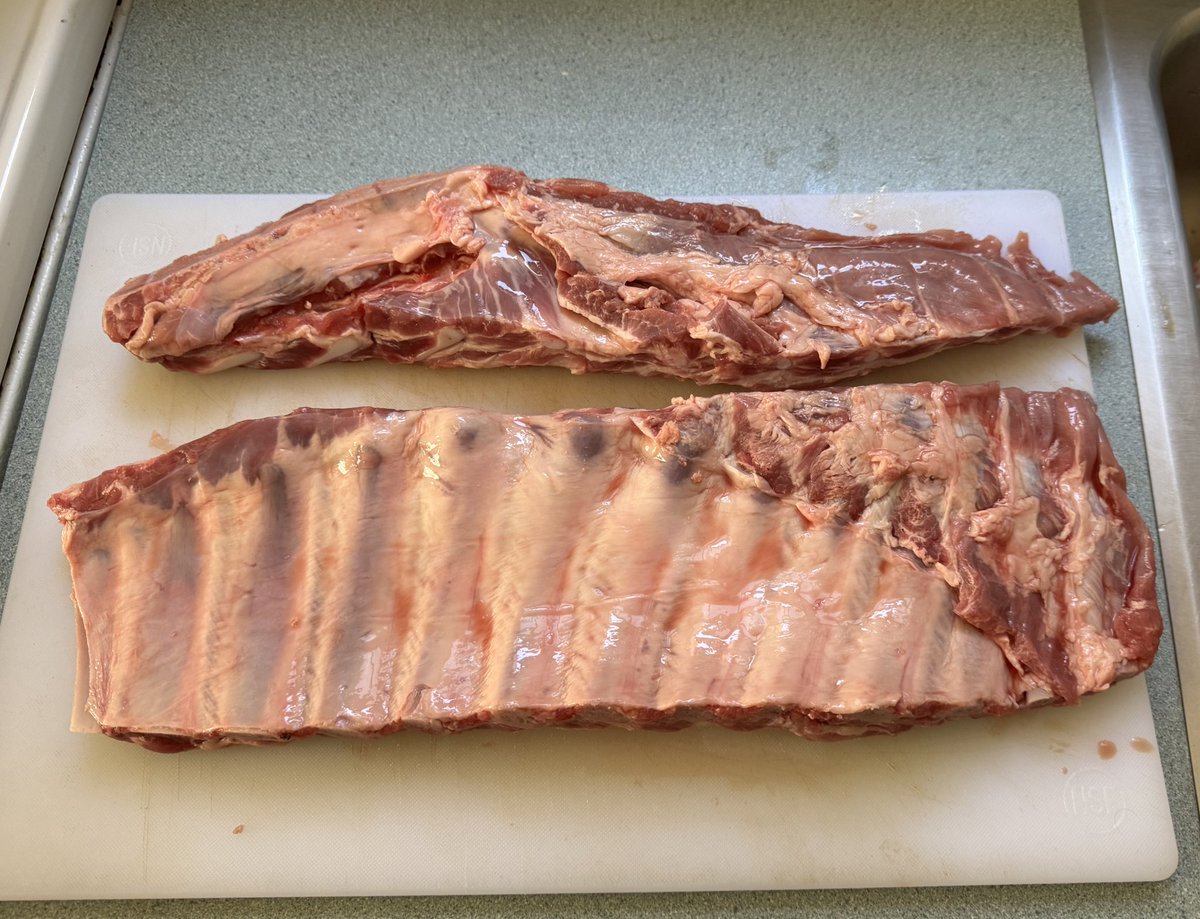 Got some spare ribs turned into St Louis. Gonna smoke both the rack and rib tips with some corn and beans. @ScottRo83866595 I’m gonna try your move and not remove the membrane
