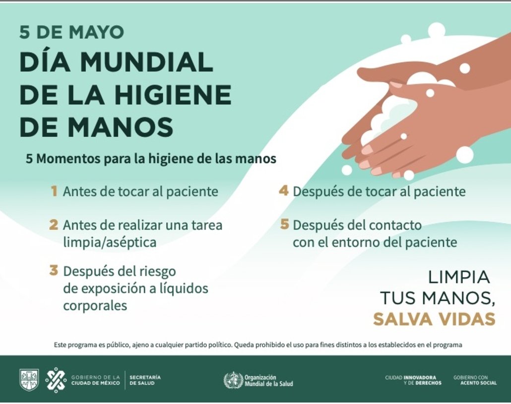 🤲🏽🧼🫧Hoy es el #DíaMundialDeLaHigieneManos, recuerda SALVA VIDAS: Limpia tus manos. Como parte esencial de la prevención, la #SEDESA te recomienda fortalecer los 5️⃣ momentos para la higiene de las manos #5MomentosDeHigieneDeManos #SeguridadDelPaciente