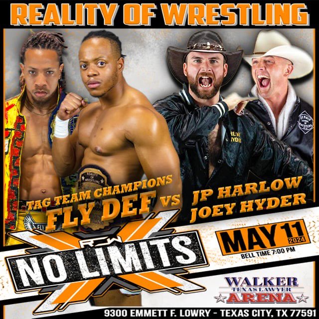 ‼️ MATCH ANNOUNCEMENT ‼️ The Tag Team Championships are on the line this Saturday when @TheZack_Zilla & @FlyBroWarrenJ take on @JPHARLOW_2 & @iamhyderman in Texas City, Tx at the Walker Texas Lawyer Arena! #NoLimits LOCATION: 9300 Emmett F Lowry Expressway Texas City, TX…