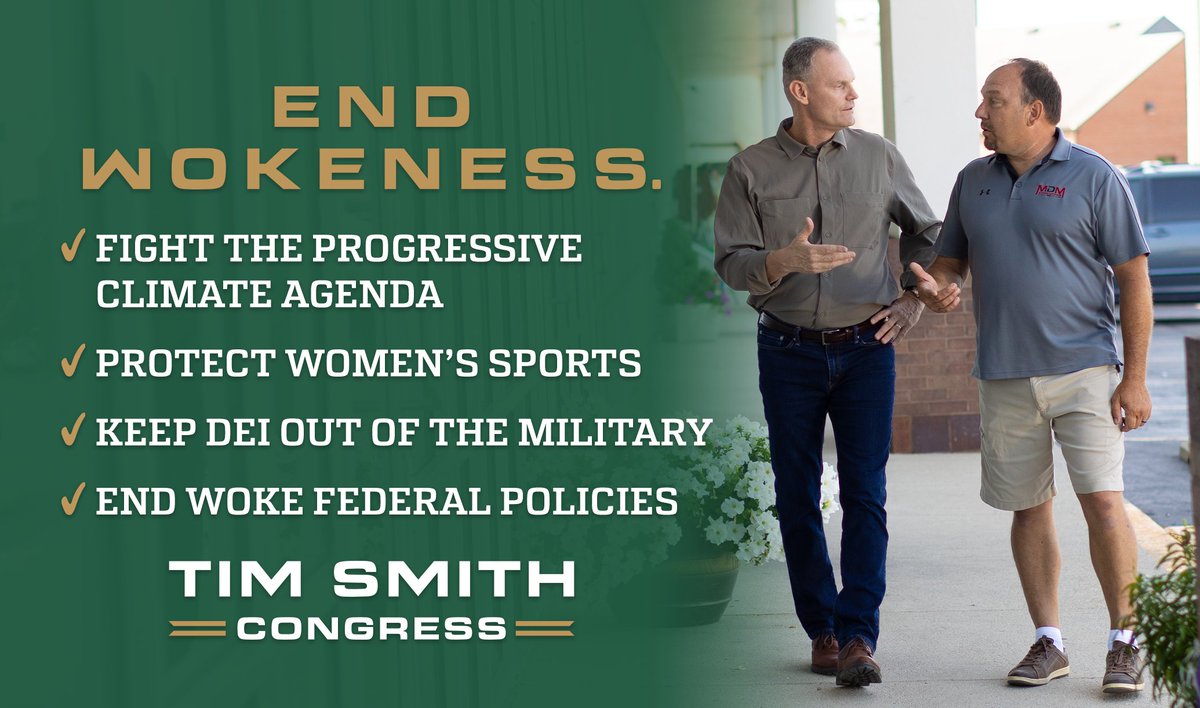 TimSmithIndiana's tweet photo. Wokeness has infiltrated Hollywood, overtaken our universities, and made its way into far too many of our federal policies. 

In Congress, I'll stand against wokeness and fight to protect our Hoosier values. #IN03 https://t.co/plrNV7jOpt