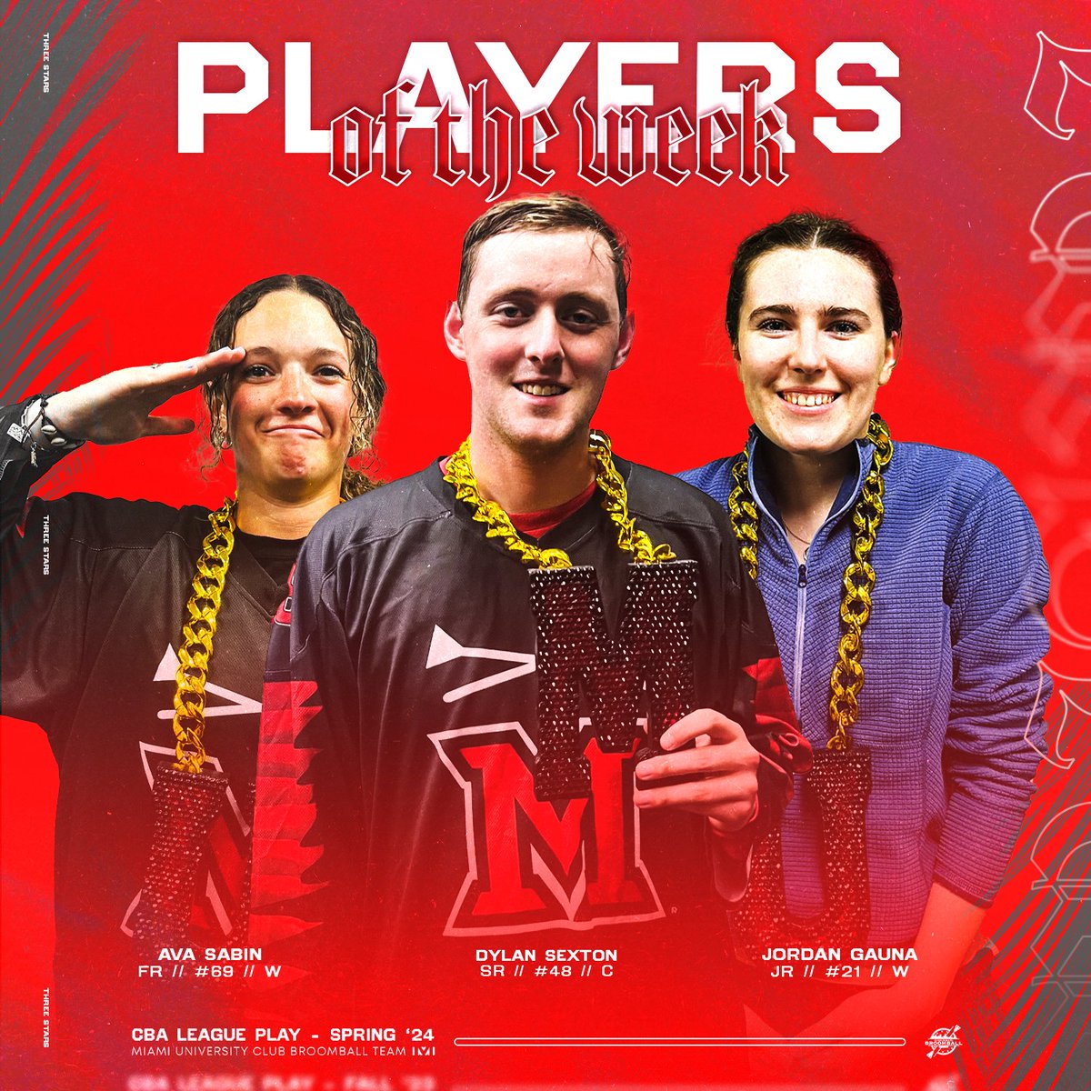 Your players of the week from the past two weeks... Ava Sabin, Dylan Sexton (x2), and Jordan Gauna!!

#MiamiOH #LoveandHonor