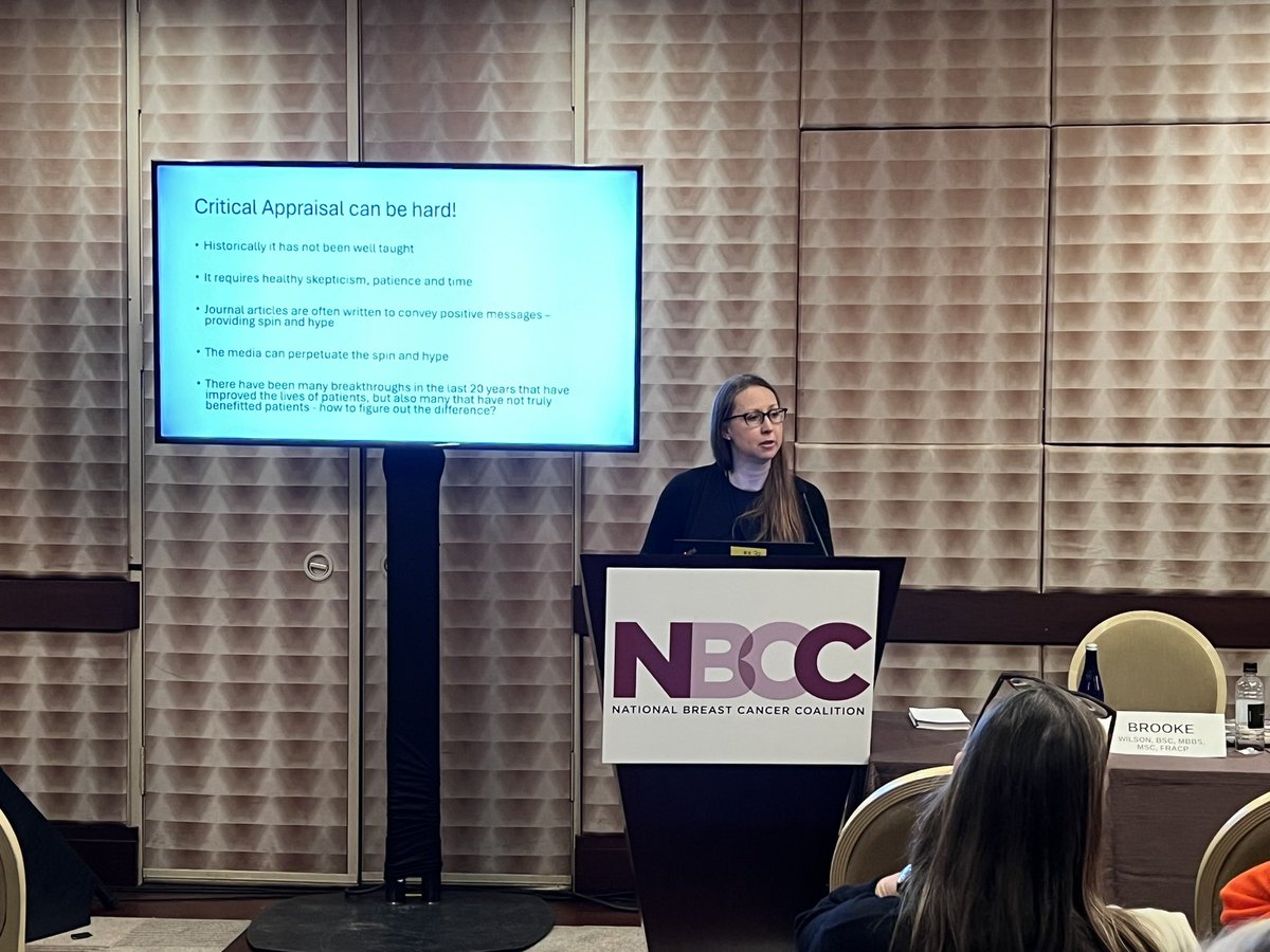 Informative #NBCCSummit workshop with @QueensGlobalOnc’s Dr. Brooke Wilson providing a critical appraisal of clinical trials for early-stage hormone receptor positive/HER2-negative breast cancer. #BreastCancerResearch