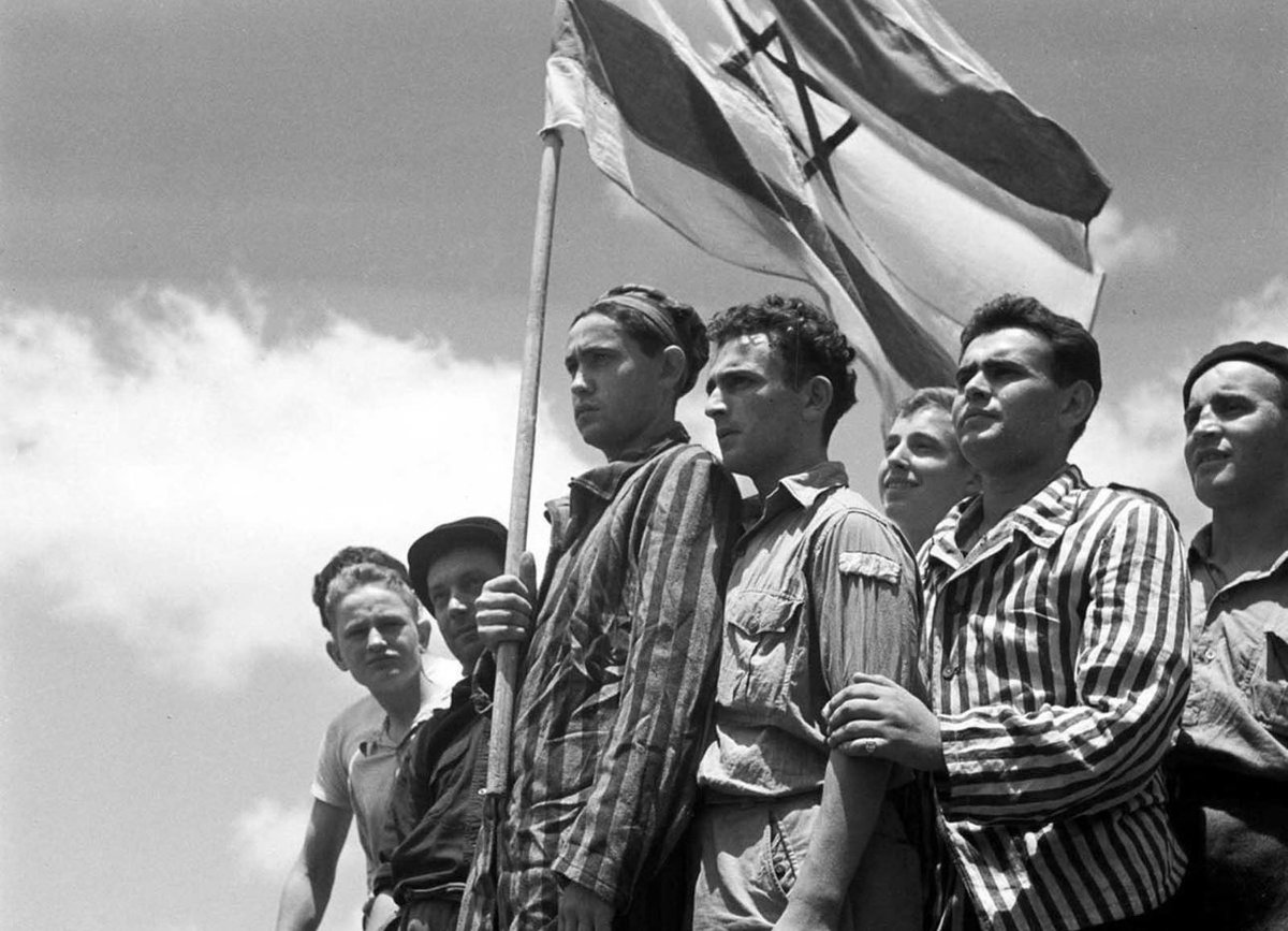 Holocaust survivors from the Buchenwald concentration camp are on board the immigration ship in the port of Haifa, the British Mandate for the Land of Israel, 1945. The British, following Arab pressure, limited Jewish immigration to the Land of Israel; the survivors in the…