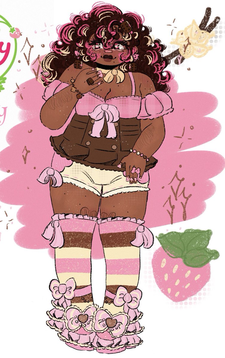 Meet Neopolly Berry 🎀🍨🍫 inspo by @faycakie 🫧 now I’m off to do some work, no drawing for myself until later 🕺🏾🪩
#strawberryshortcake #oc #ArtistOnTwitter