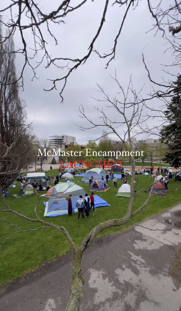 ALL OUT TO THE PEOPLE’S FIELD FOR PALESTINE Today, students have launched the People’s University of McMaster encampment. Students will not stand idly by as their institution continues to stay silent on Genocide - @McMasterU it’s time to Disclose, Divest, Boycott, and Declare.