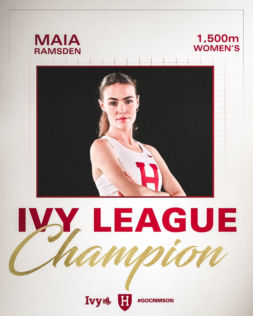 Another Meet Record Goes Down! 👏 Maia Ramsden wins the women’s 1500m Ivy League title, setting a new meet record of 4:09.29! #GoCrimson