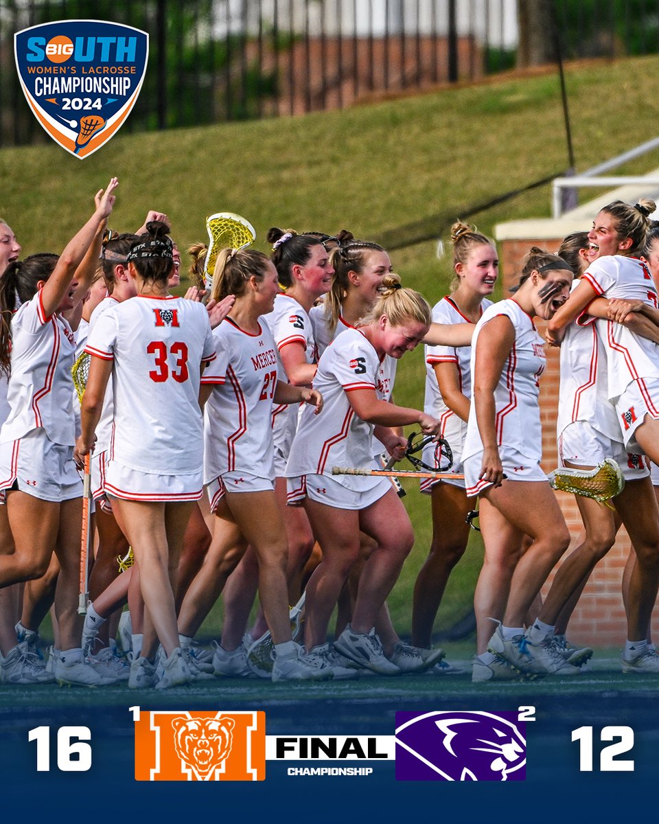 𝗧𝗛𝗥𝗘𝗘-𝗣𝗘𝗔𝗧 🏆 🐻 @MercerWLAX wins the 2024 Big South Championship! #BigSouthLAX